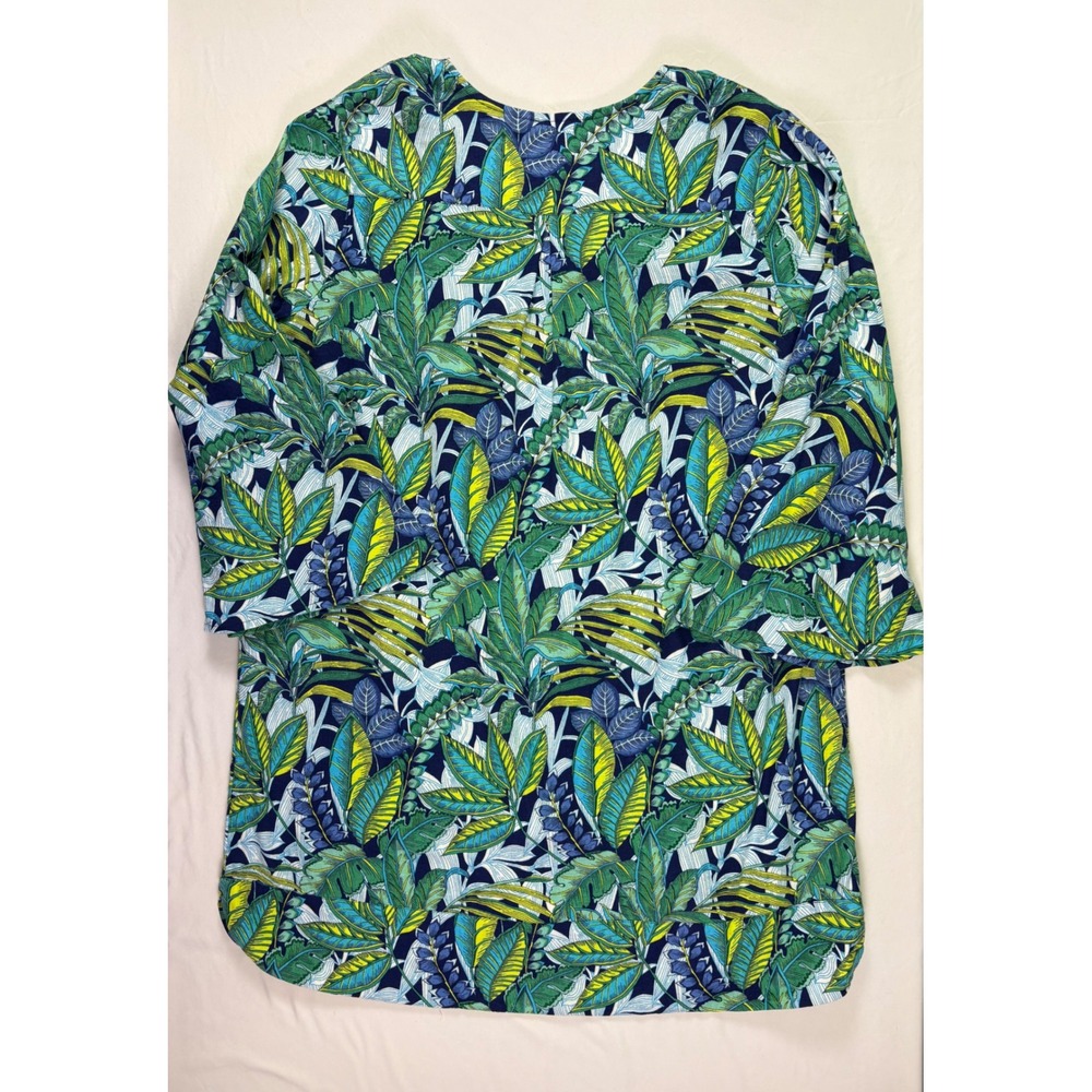 Soft Surroundings Shift Dress 2X Linen Tropical Bell Sleeve Resortwear Breezy - Picture 8 of 8